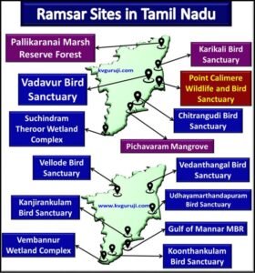 Ramsar Sites in Tamil Nadu Map