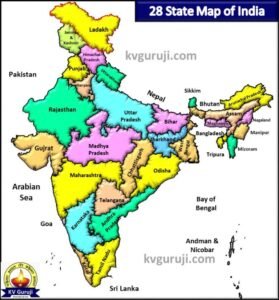 28 States of India map