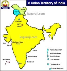 8 Union Territories of India Map 2025