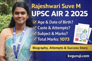 Rajeshwari Suve M UPSC AIR 2 2026: Age, Date of Birth, Caste, Total Attempts, Marksheet, Biography 1 Rajeshwari Suve M UPSC AIR 2 2026: Age, Date of Birth, Caste, Total Attempts, Marksheet, Biography